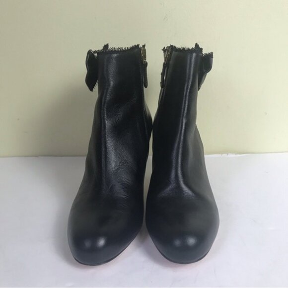 RED Valentino Bow Leather Ankle Booties Kitten Heels Almond Toe Zip Shoes Boots - Picture 4 of 16